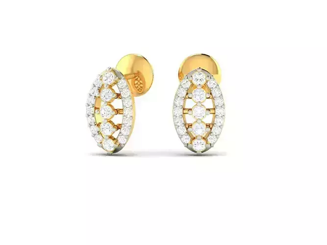 Oval Shaped Gold Earrings With Diamonds 5