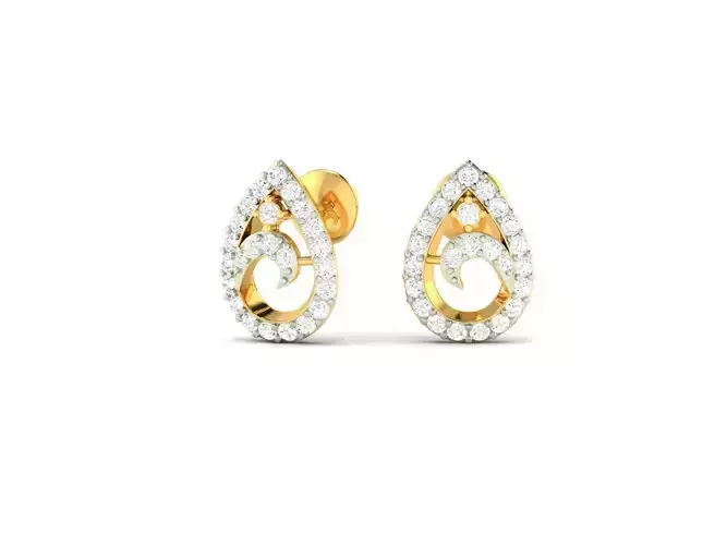 Drop Shaped Gold Earrings With Diamonds 15