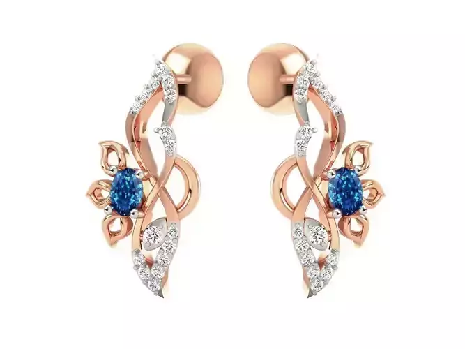 Rose Gold Drop Earrings With Sapphire