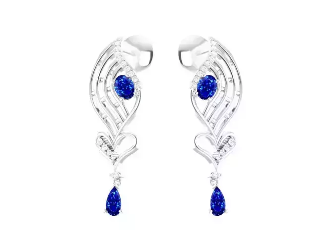 Heart Shaped Silver Pendant With Sapphire