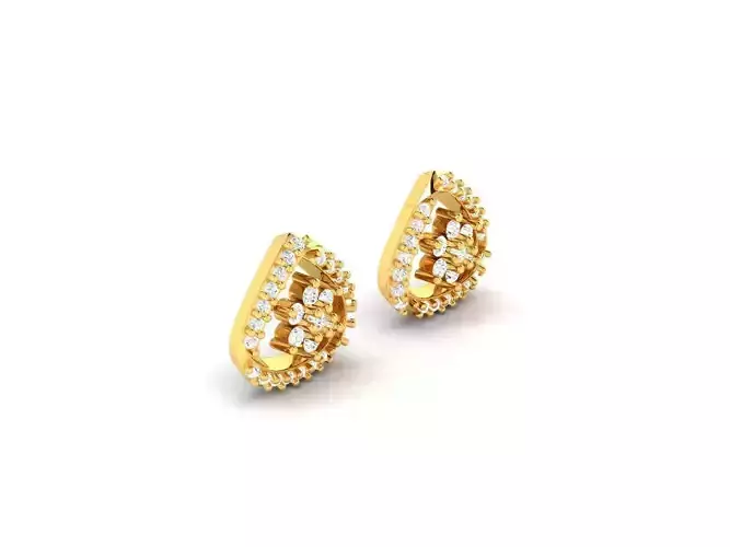 Drop Shaped Ear Studs With Diamonds