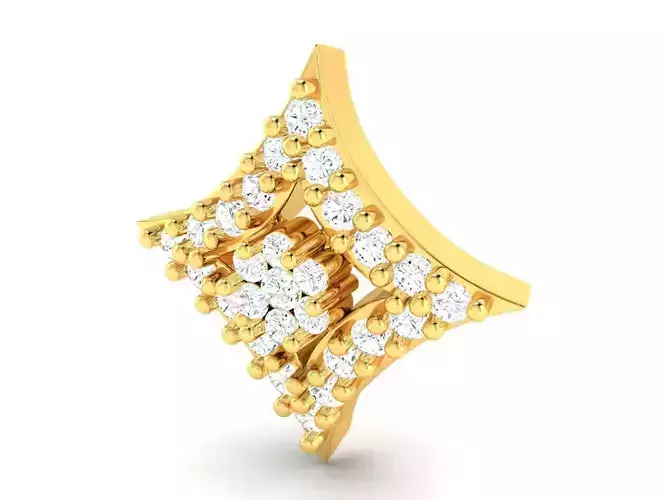 Diamond Shaped Gold Pendant With Diamonds 3D print model