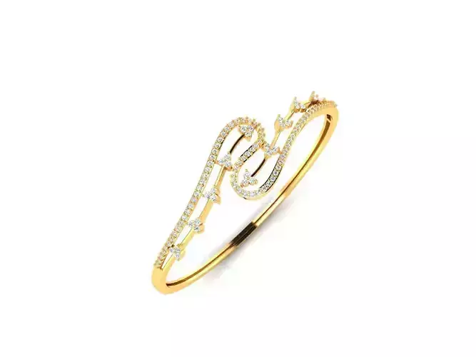 Thin Wave Ring With Diamonds