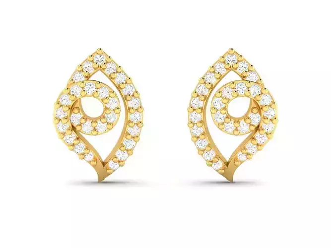 Marquise Loop Gold Earrings With Diamonds