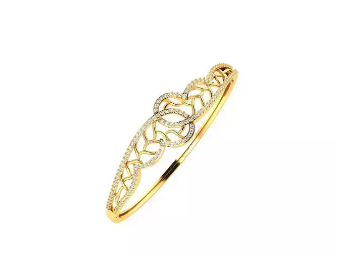 Gold Thin Loop Ring With Diamonds