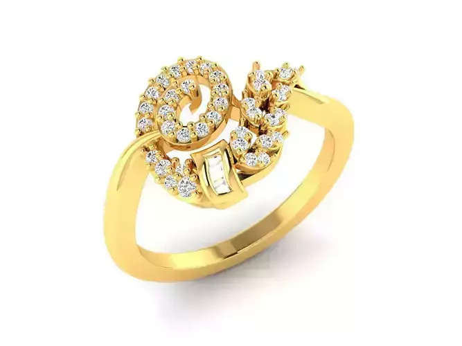 Spiral Shaped Gold Ring With Diamonds