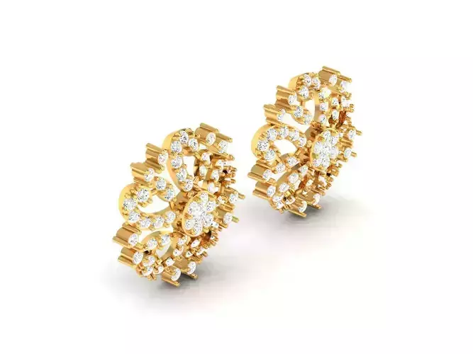 Flower Shaped Gold Earrings With Diamonds 22