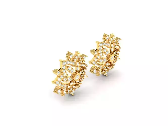 Flower Shaped Gold Earrings With Diamonds 23