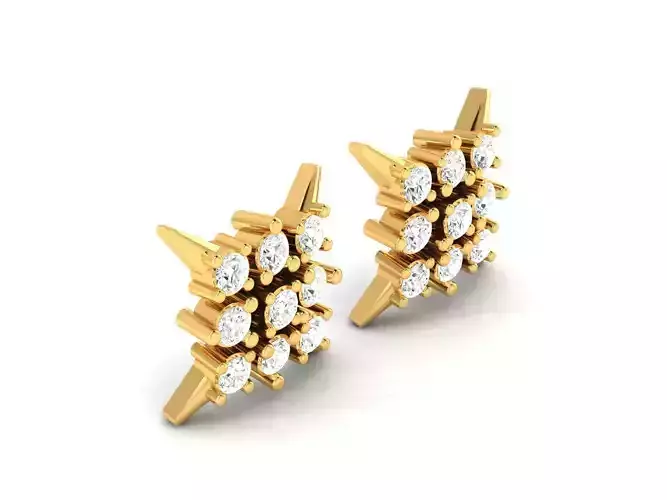 Square Gold Earrings With Diamonds