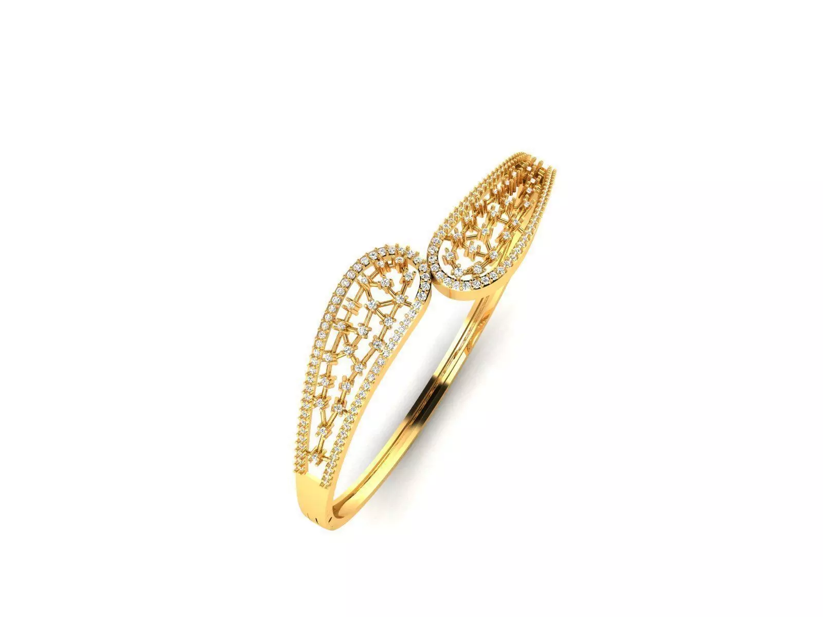 Loop Gold Ring With Diamonds 3 3D print model_0