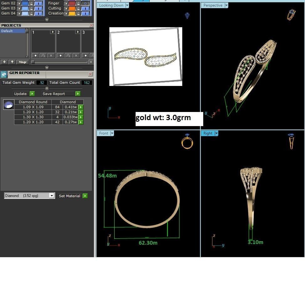 Loop Gold Ring With Diamonds 3 3D print model_1