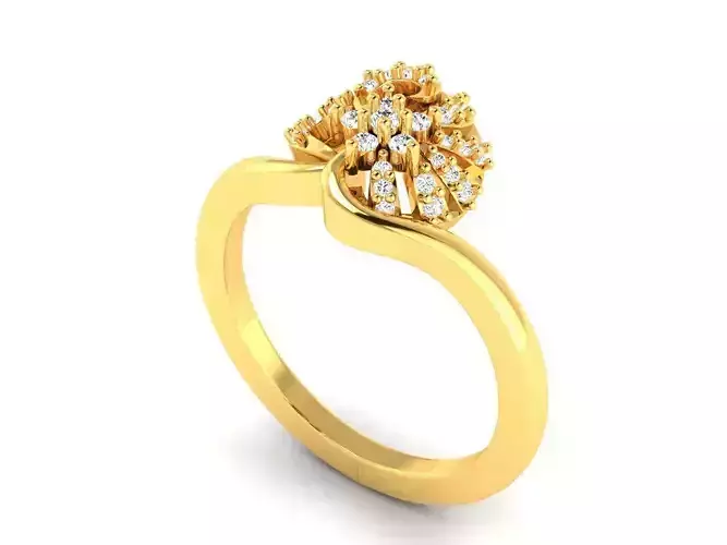 Flower Shaped Gold Ring With Diamonds 83