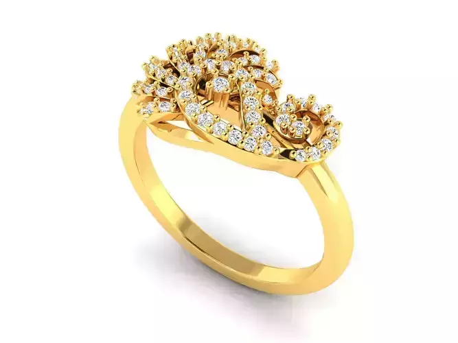 Mango Shaped Gold Ring With Diamonds 5