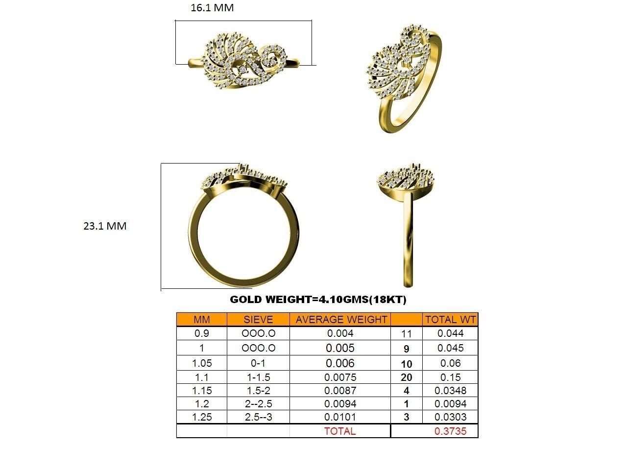 Mango Shaped Gold Ring With Diamonds 5 3D print model_3