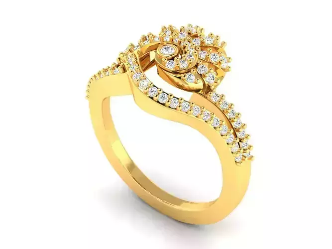 Spiral Shaped Gold Ring With Diamonds 3