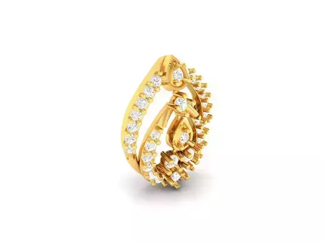 Drop Shaped Gold Pendant With Diamonds 13 3D print model