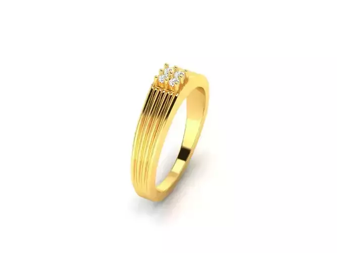 Mens Gold Grid Ring With Diamonds 3D print model