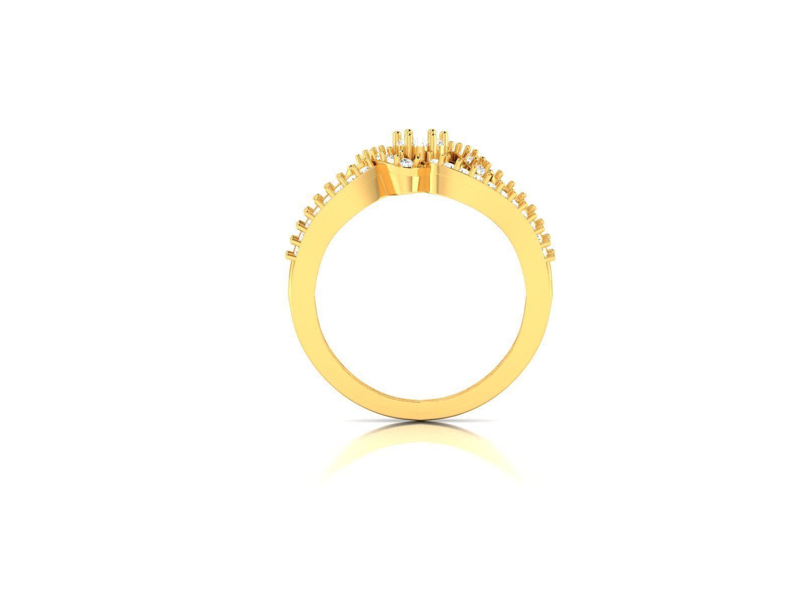Swirl Gold Ring With Diamonds 52 3D print model_1