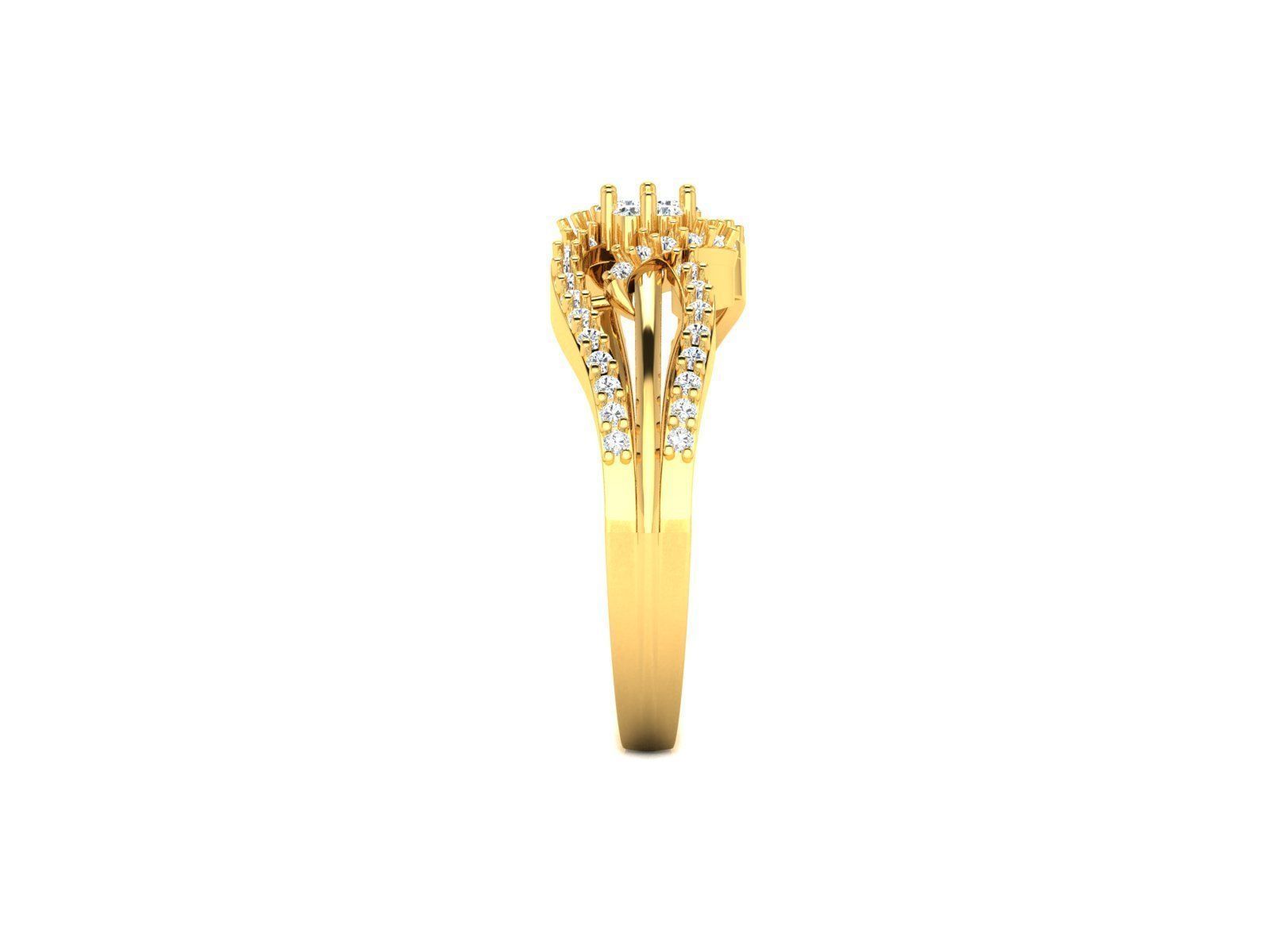 Swirl Gold Ring With Diamonds 52 3D print model_2