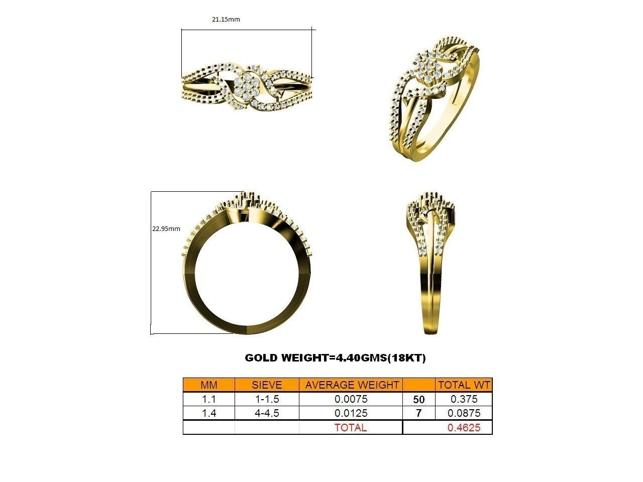 Swirl Gold Ring With Diamonds 52 3D print model_3