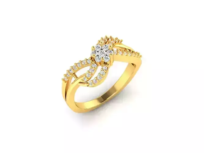 Swirl Criss Cross Gold Ring With Diamonds