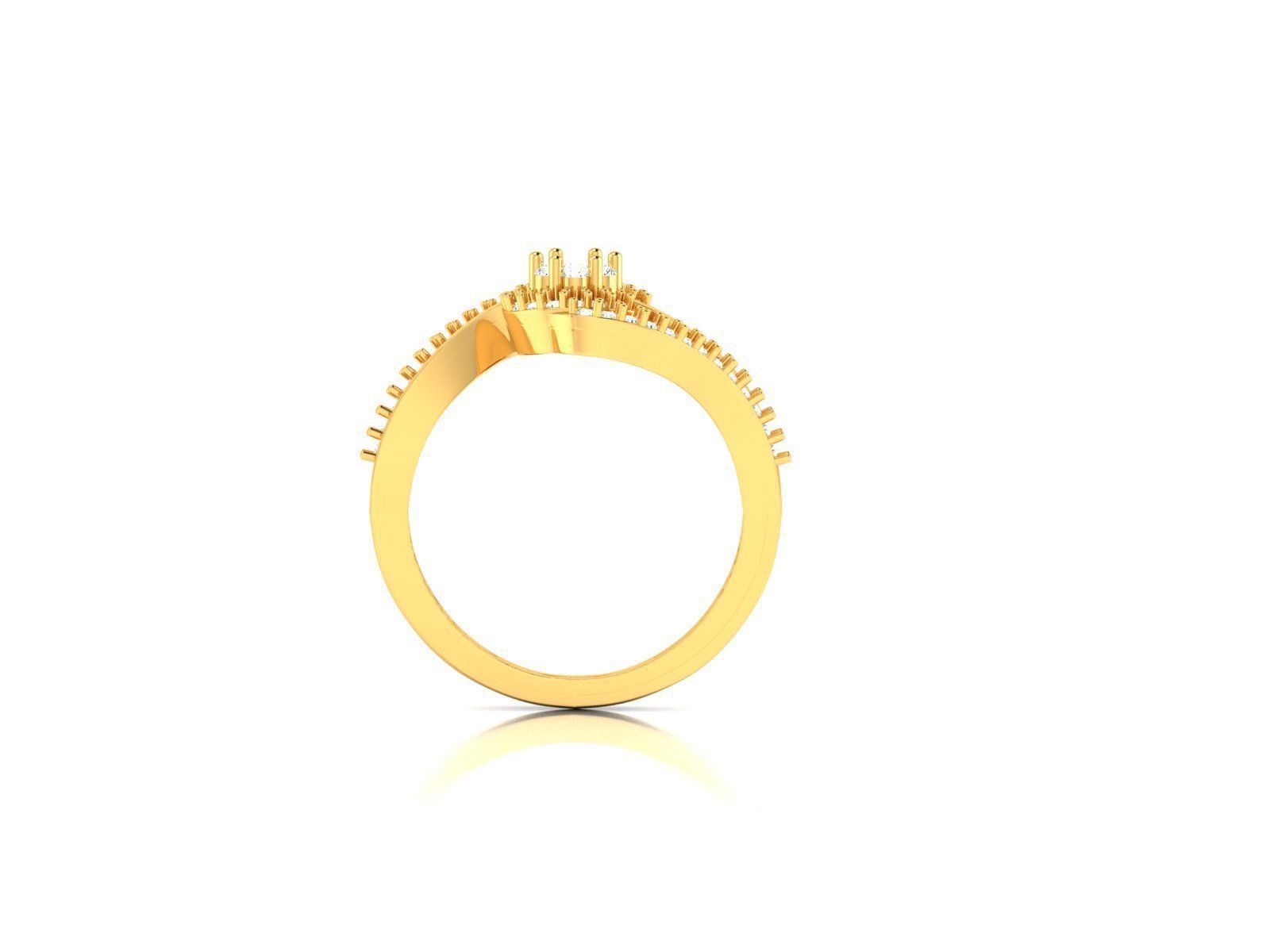 Swirl Gold Ring With Diamonds 53 3D print model_1