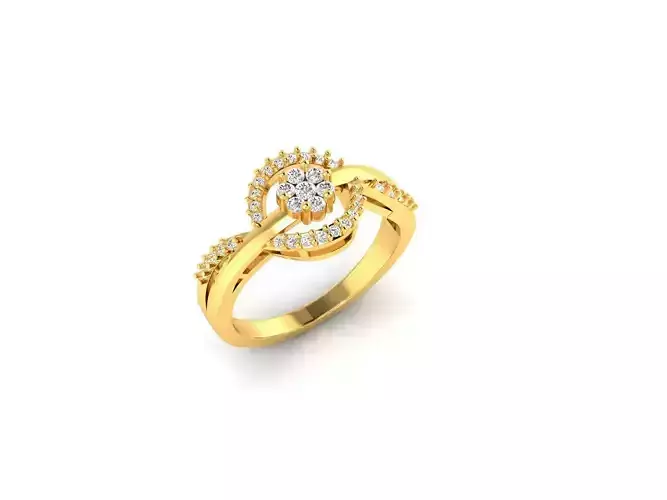 Round Shaped Gold Ring With Diamonds 44