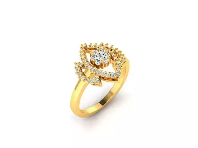 Marquise Shaped Gold Ring With Diamonds 32