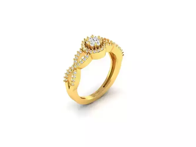 Twisted Round Shaped Ring With Diamonds