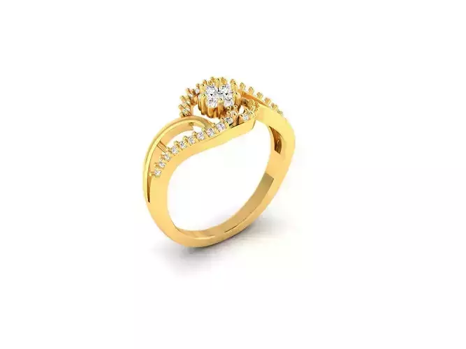 Swirl Gold Ring With Diamonds 56