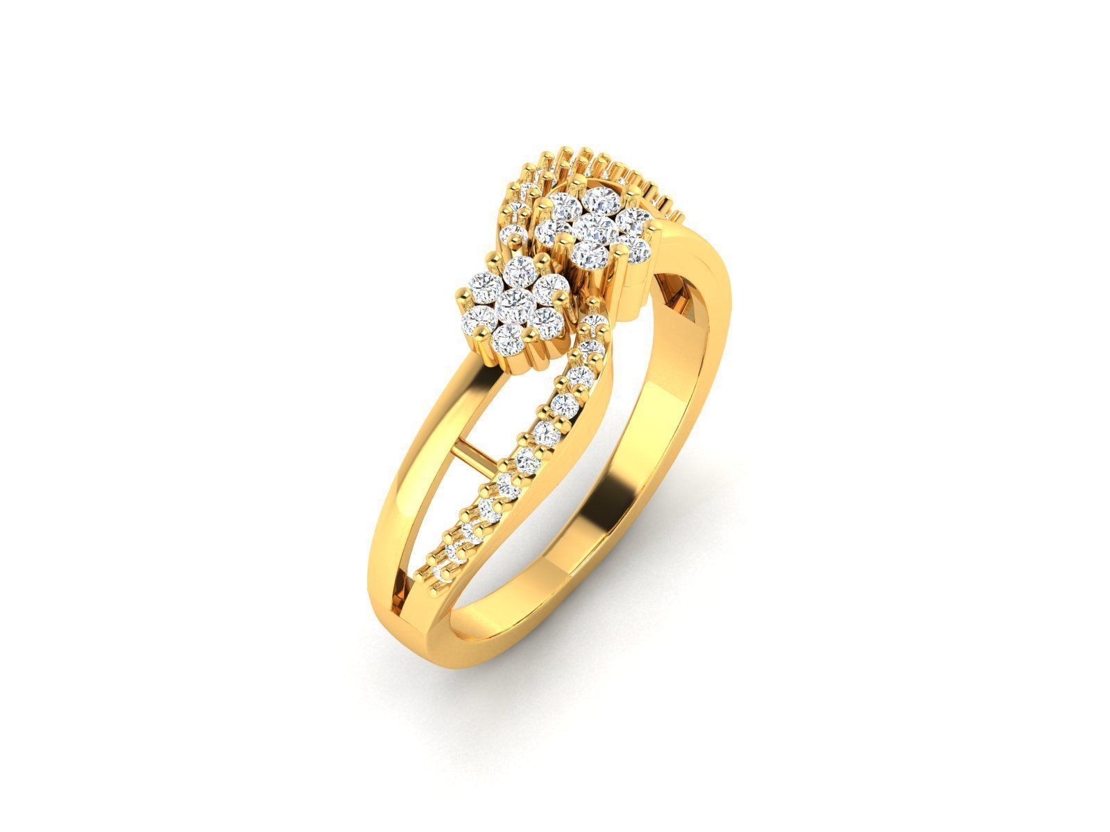 Swirl Gold Ring With Diamonds 57 3D print model_3