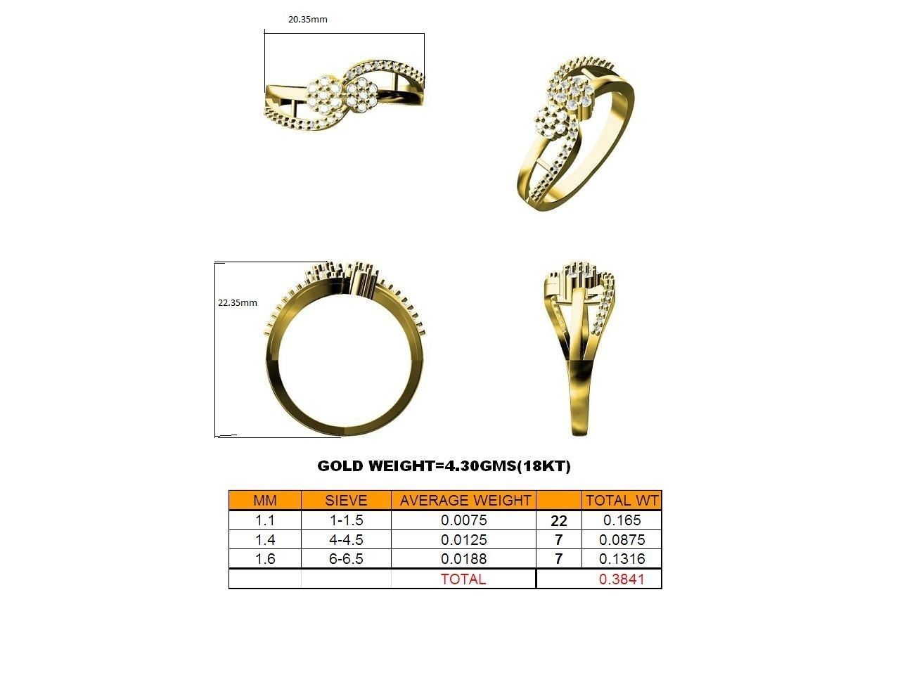 Swirl Gold Ring With Diamonds 57 3D print model_5