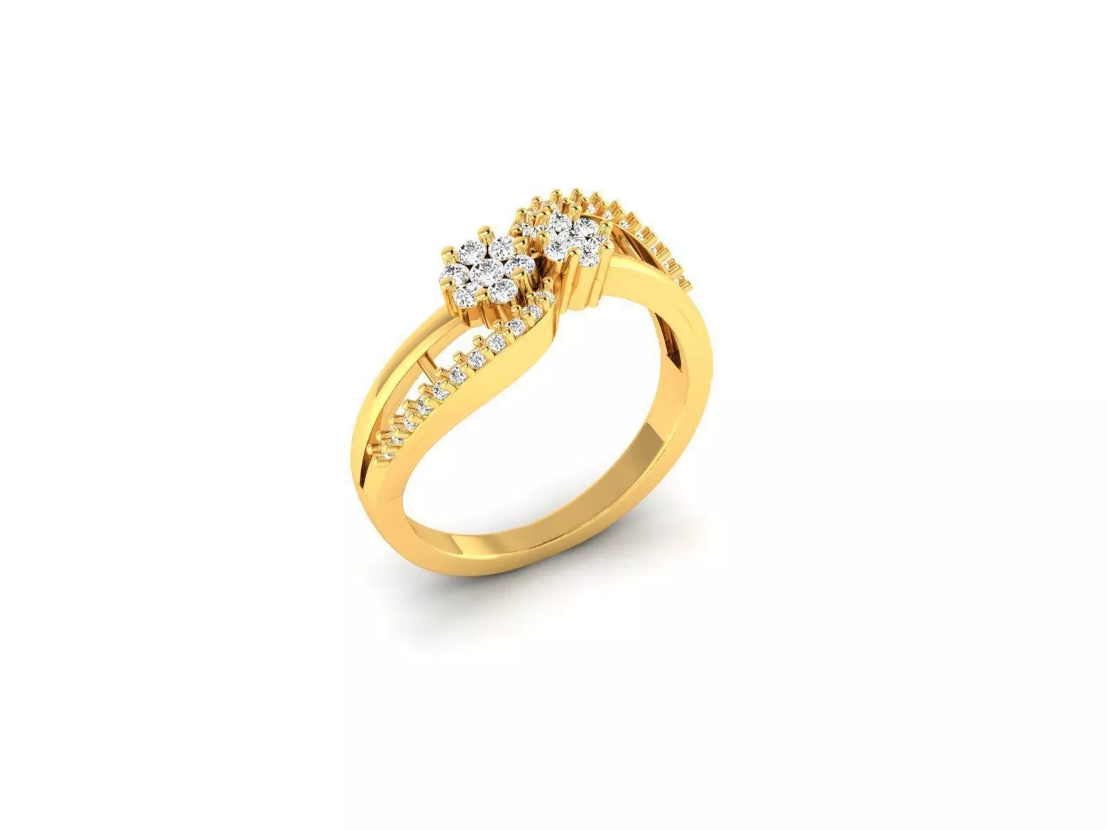 Swirl Gold Ring With Diamonds 57 3D print model_0