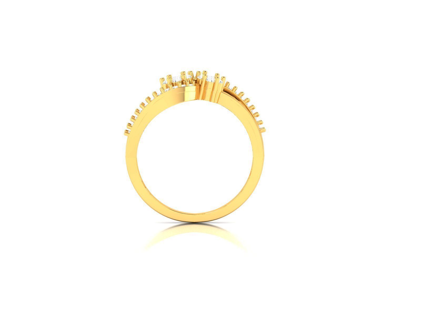 Swirl Gold Ring With Diamonds 57 3D print model_1