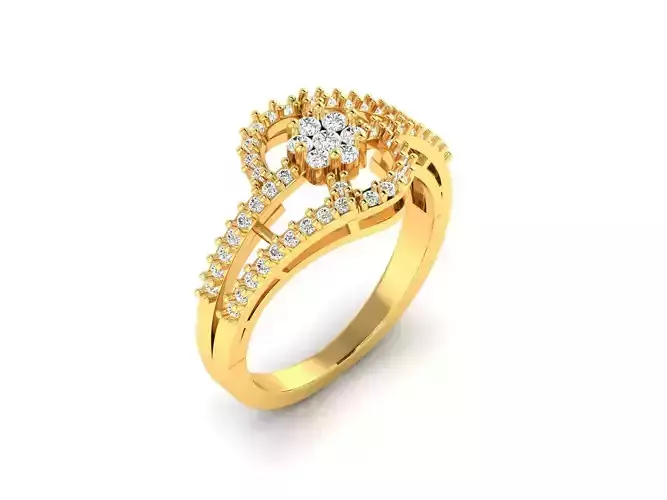 Swirl Gold Ring With Diamonds 58
