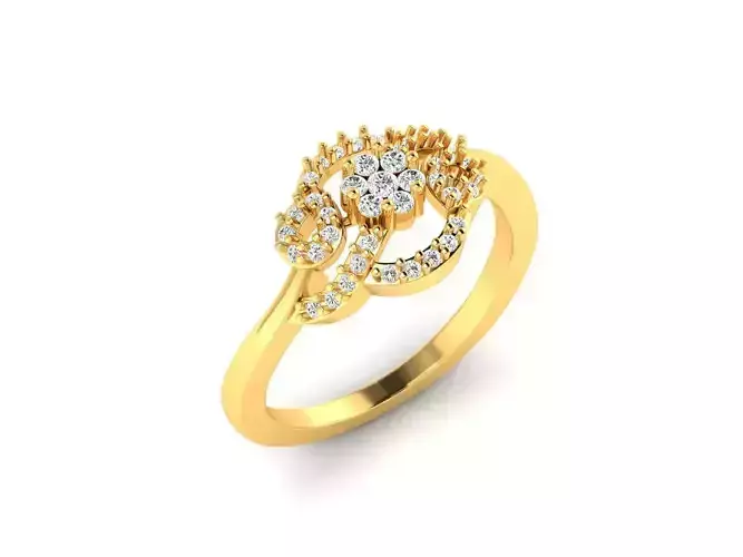 Round Shaped Gold Ring With Diamonds 46