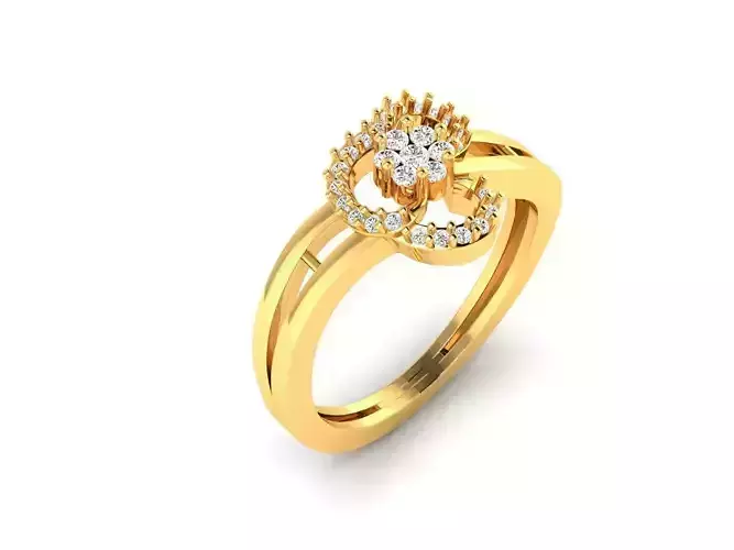 Flower Shaped Gold Ring With Diamonds 85