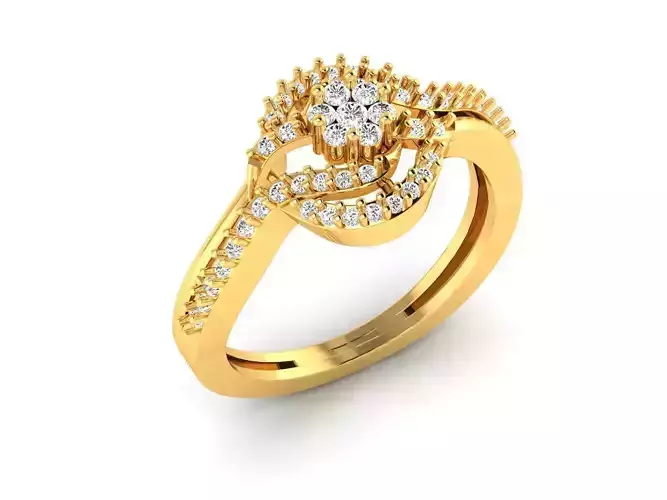 Round Shaped Gold Ring With Diamonds 47