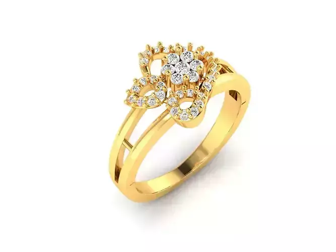 Floral Design Ring With Diamonds 7
