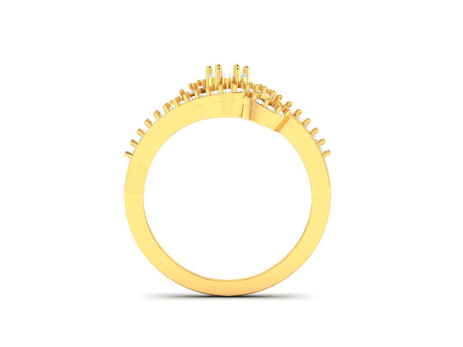 Swirl Gold Ring With Diamonds 65 3D print model_1