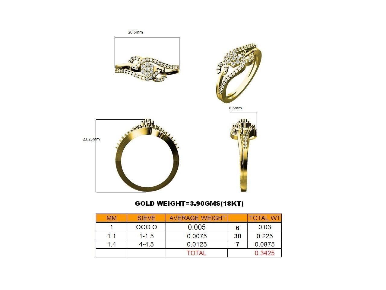 Swirl Gold Ring With Diamonds 65 3D print model_3