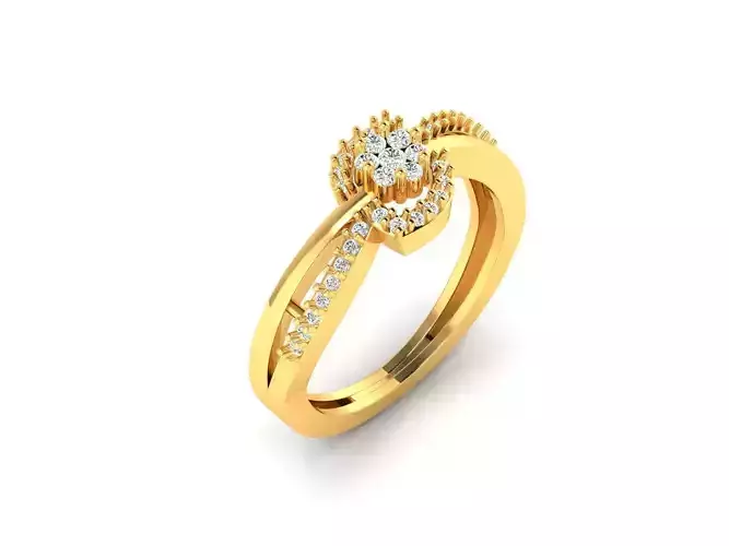 Criss Cross Gold Ring With Diamonds 2 3D print model