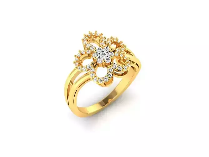Flower Shaped Gold Ring With Diamonds 87