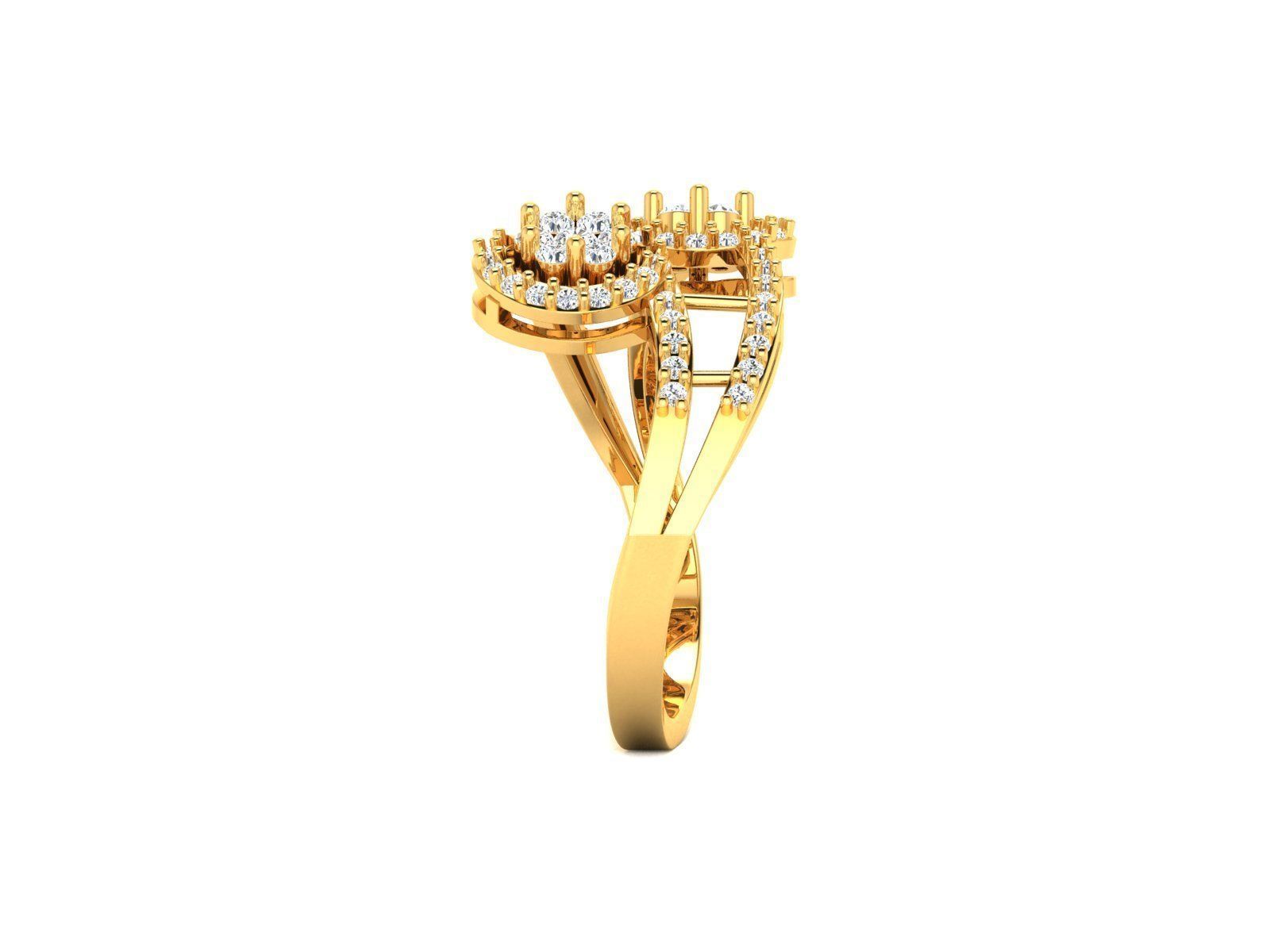 Swirl Gold Ring With Diamonds 68 3D print model_5