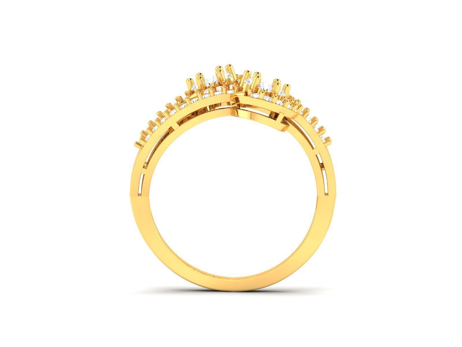 Swirl Gold Ring With Diamonds 68 3D print model_1