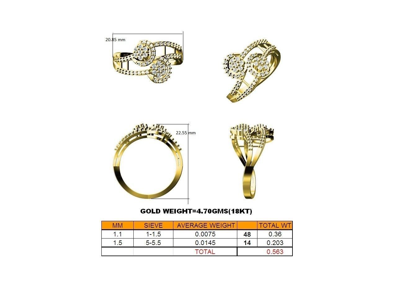 Swirl Gold Ring With Diamonds 68 3D print model_6