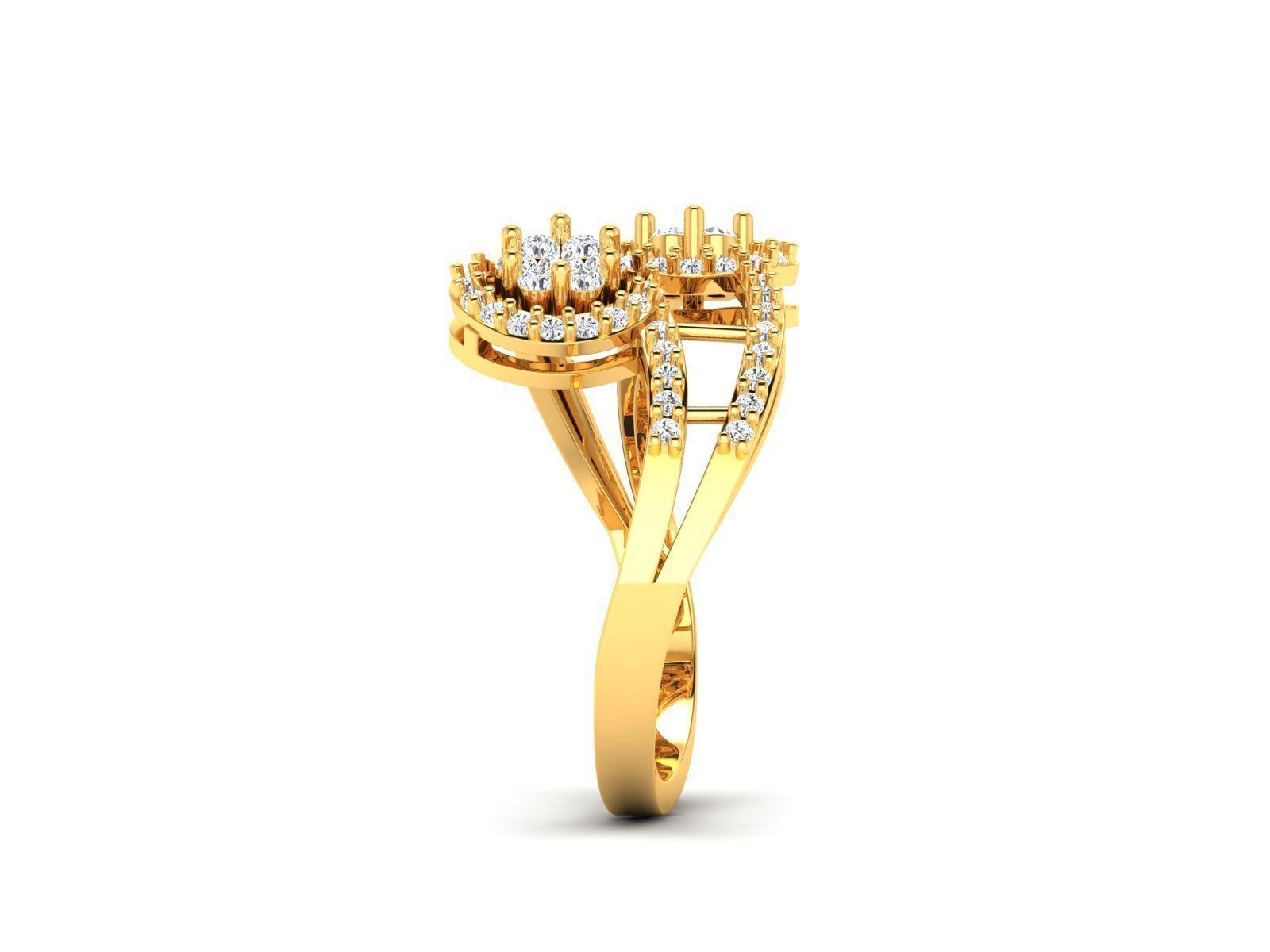 Swirl Gold Ring With Diamonds 68 3D print model_2
