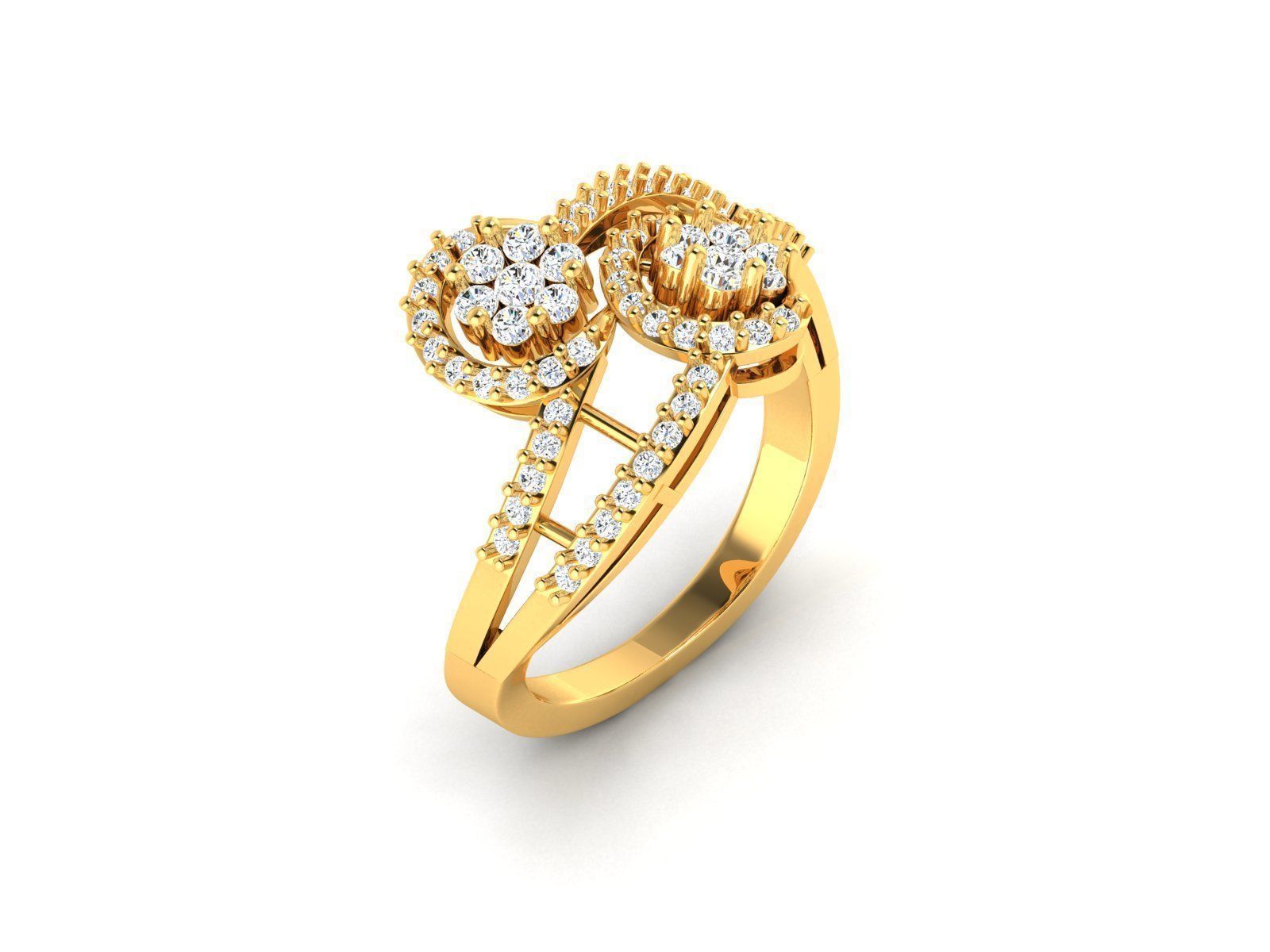 Swirl Gold Ring With Diamonds 68 3D print model_3