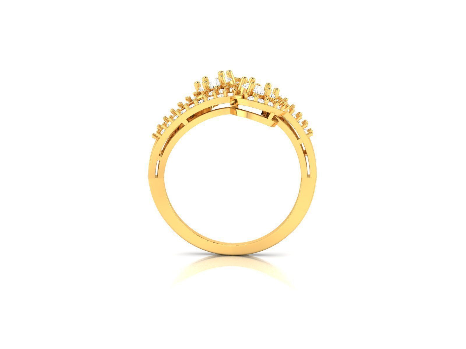 Swirl Gold Ring With Diamonds 68 3D print model_4