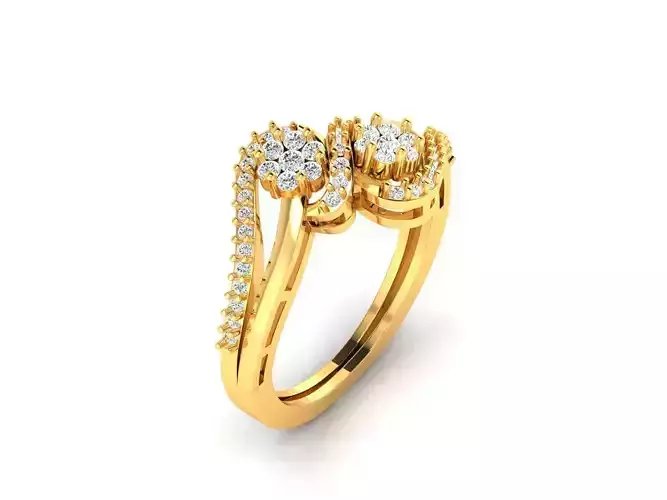 Spiral Gold Ring With Diamonds 44